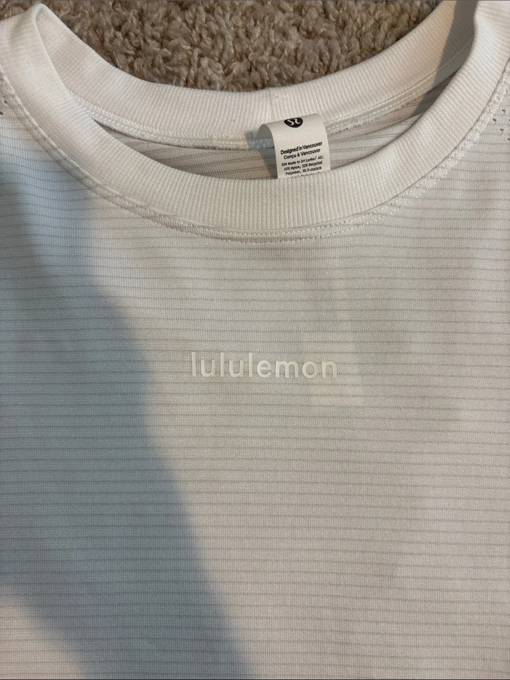 lululemon athletica White Mesh Short Sleeve Crop Tee